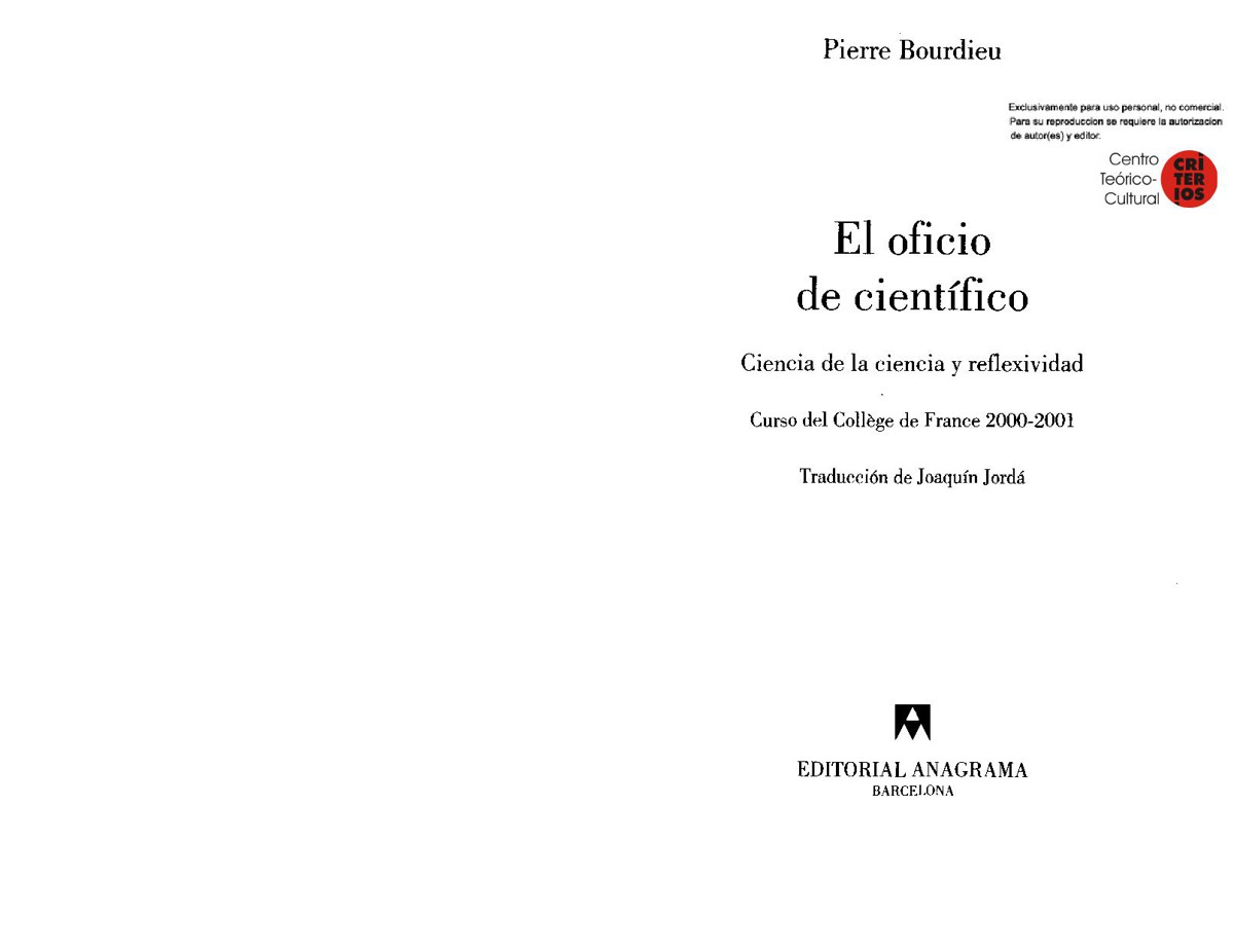 El oficio de cientifico